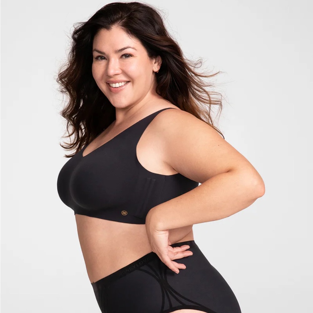 Honeylove Black Vamp BRA Wireless Support V Neck 1X